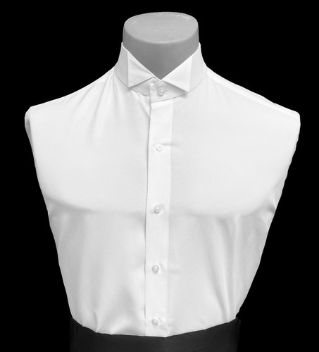 Men's White Wing Collar Tuxedo Shirt Plain Front Size Medium 15-15.5 34/35