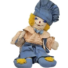 16" Vintage Handmade Cloth Rag Doll ~ 2 Faces Sleep & Awake (1930 - 40's)