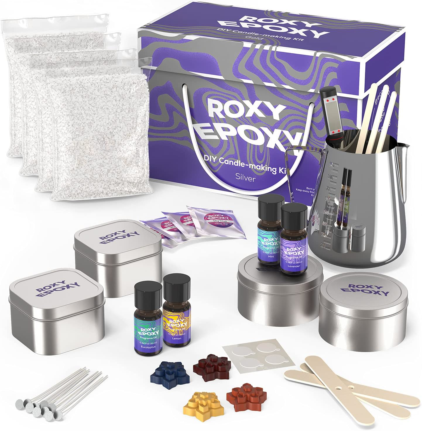 DIY Candle Making Kit Silver - Complete Supplies Set to Make Your Own Candles --image