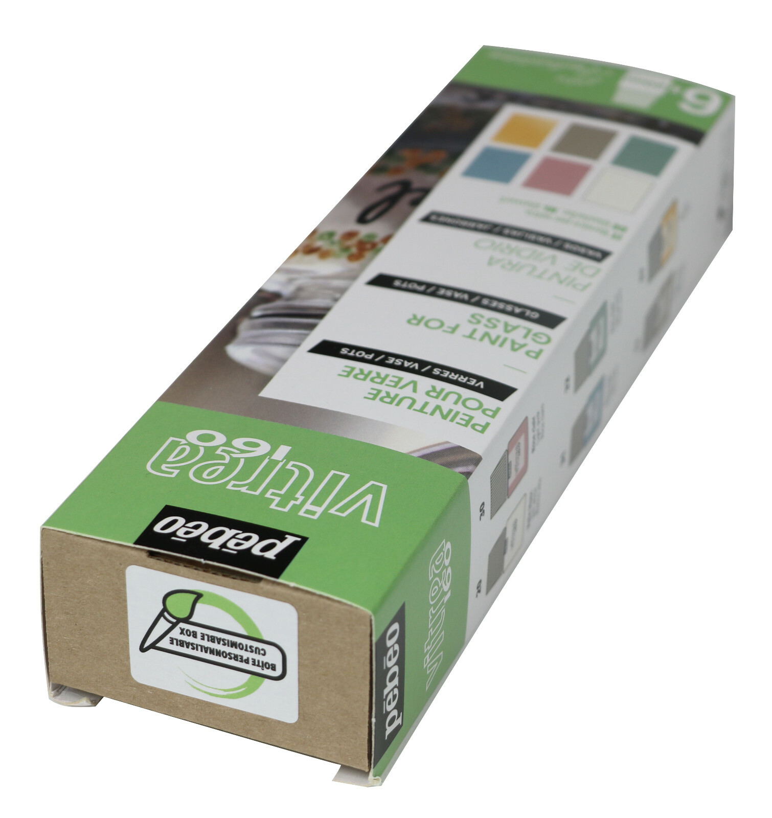 Pebeo Vitrea 160 Glass Paint 6 x 20ml Pastel Colour Water Based Oven Bake 756463