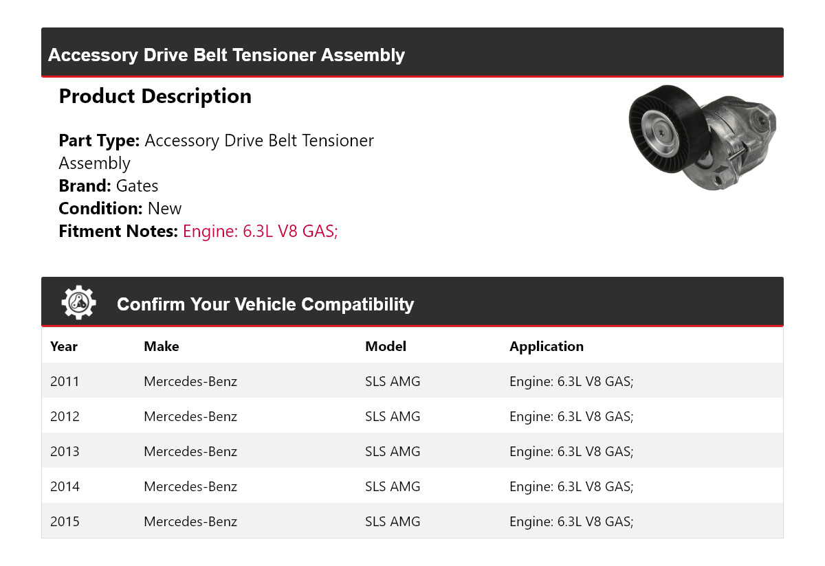 Mercedes-Benz SLS AMG 2011-2015 Belt tensioner