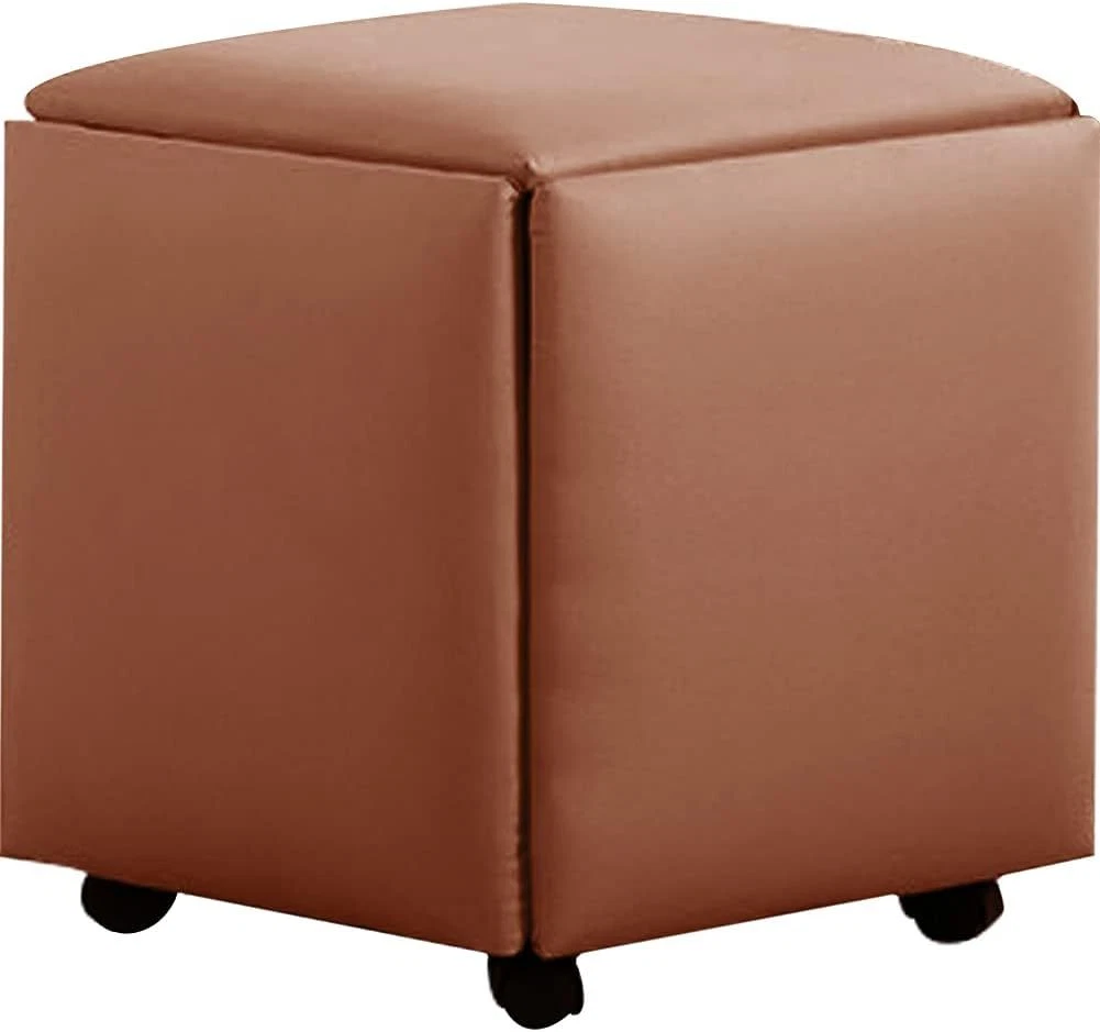 WAYUTO 5 in 1 PU Leather Seating Cube with Swivel Large Caramel