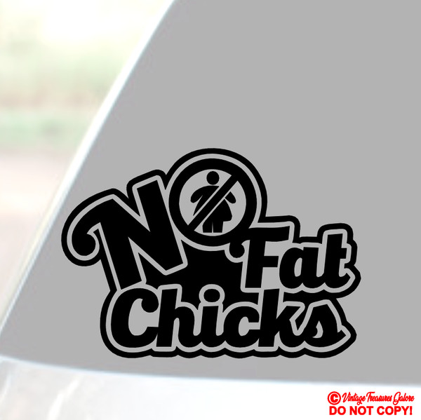 Calcomanía de vinilo pegatina para ventana de coche parachoques de pared divertido insulto chica grande NO FAT CHICKS