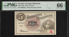 Sweden 5 Kronor 1952  PMG 66 EPQ UNC   Pick # 33ai Series S