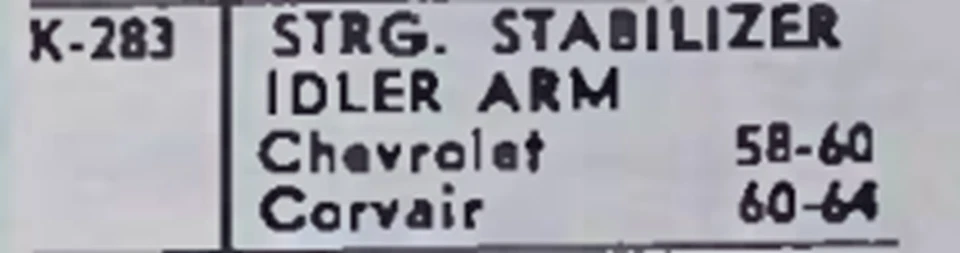 Brazo ralentí Moog Chevrolet pasajero Corvair 1958-1964 K283 Foto 2 de 2