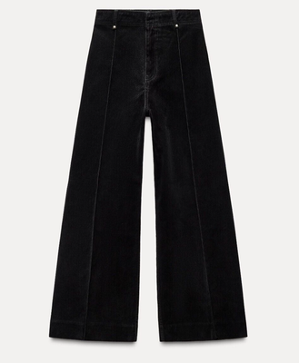 ZARA WOMAN ZW COLLECTION WIDE-LEG HIGH-WAIST FLOCKED JEANS 9632