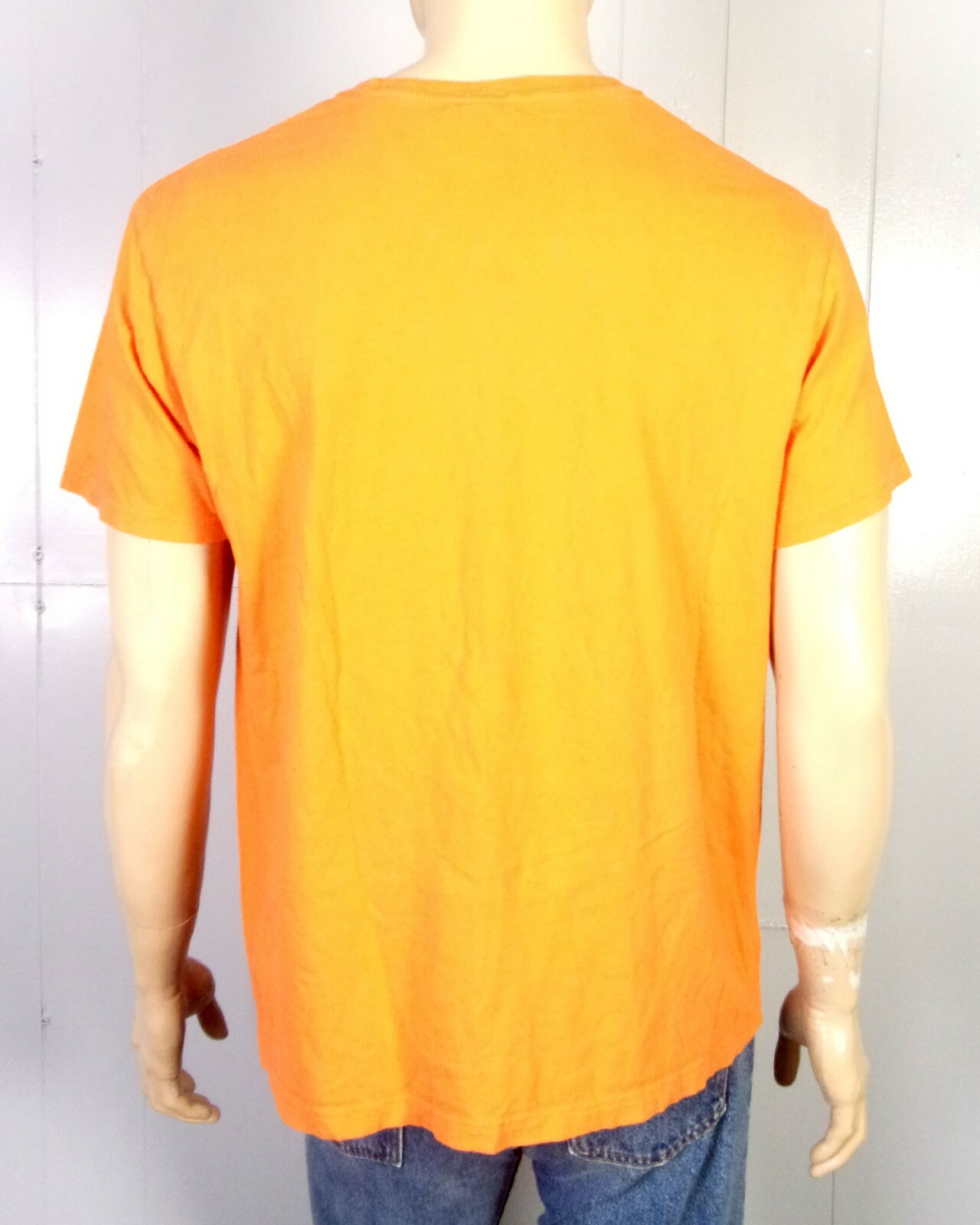 Polo Ralph Lauren vintage anni 90 tinta unita arancione t shirt blu pony 92 93 morbida taglia L