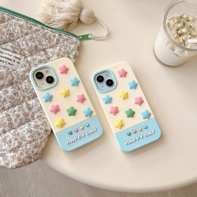 3D Silicone Colorful Star Heart Phone Case For iPhone 16 Pro Max 15 14 13 12