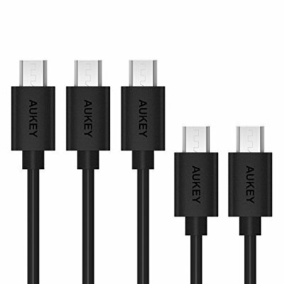 AUKEY Micro USB Kabel 5 Stück-Längen (2 x 0.3M+3 x 1M) USB 2.0 männlich zu Micro