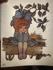 Little Girl On Log Maurine Handley Vintage Heat Transfer Iron On Original