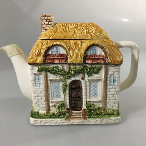 Otagiri English Thatched Roof Ivy Country Cottage Teapot 3 Cup Vintage 24 oz