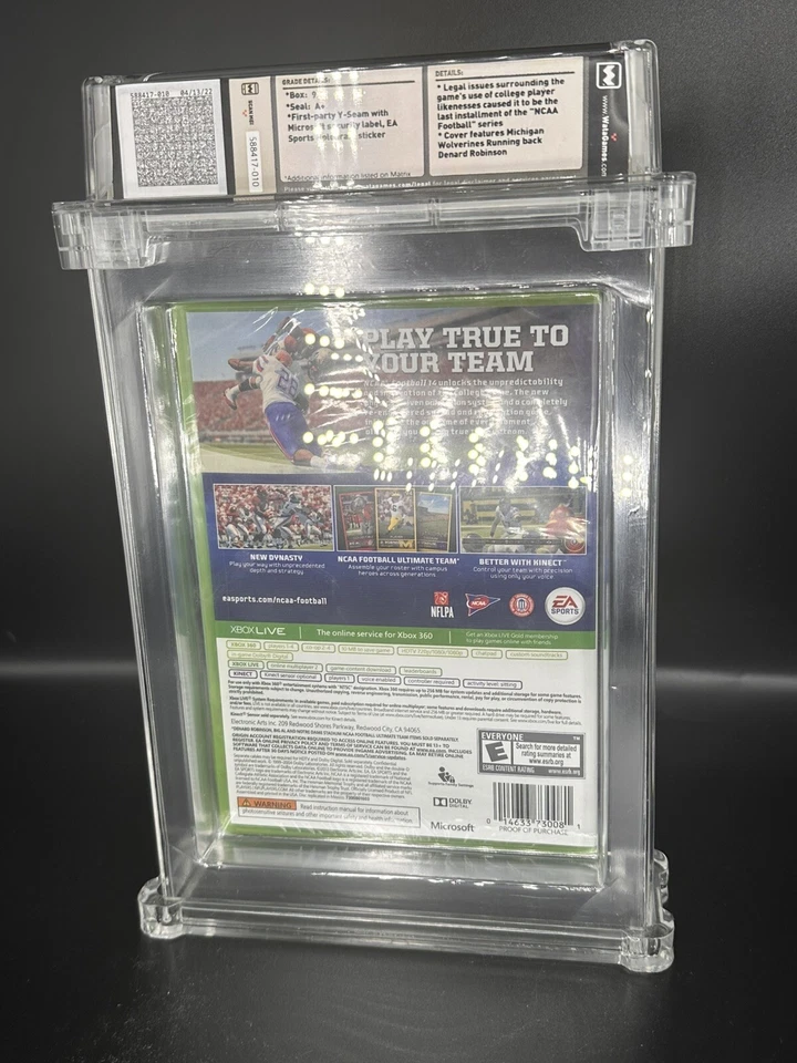 NCAA Football 14, Wata 9.6 A+ Seal, NCAA Hologram, Foil, No Fanatics Offer - Image 2 of 4