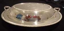 VNTG SILVERPLATE VEG SERVING DISH,  Covered Oval w/ Lid 12"x 9" marked Cresent