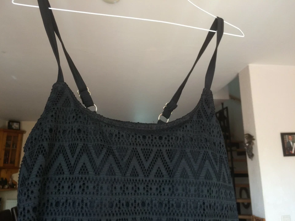 Badekostüm Top + Hose Shirt Spitze Badeanzug Schwarz Zweiteiler - Bild 3 von 4