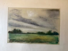 Franz Ehmke 1928-2018 GDR Painter Pastel 15.10.09 Herbstsonne Fields Tree Meadow