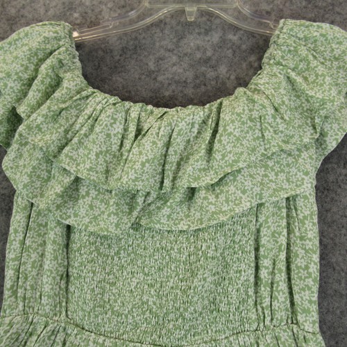 Sugar Lips Womens Romper Small Green Bellevue Floral Pockets Stretch Pull On - Picture 9 of 14