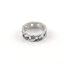 Stainless Steel Textured And Smooth Link Band Ring - Free Gift Packaging