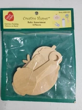 Lara's Crafts Creative Shapes Baby Assortment Unstained Wood Baby Rattle Pin 