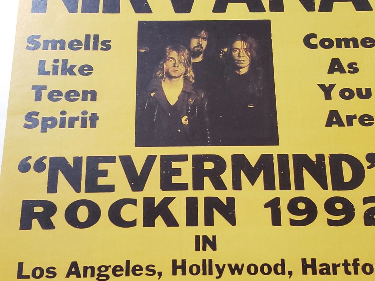 Nirvana Original Concert Poster Nevermind Rockin 1992 Tour 2nd Press Las Angeles