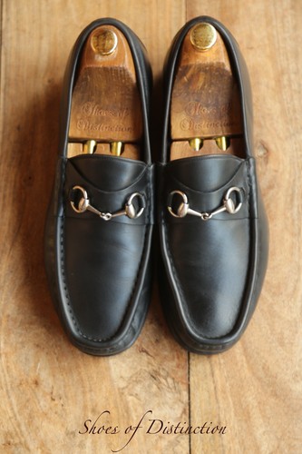Gucci Black Leather Silver Bit Loafers Shoes Men's UK 8 E US 9 EU 42 - Picture 4 of 11