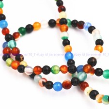 Natural 4/6/8/10/12/14mm Multicolor Agate Onyx Gemstone Round Loose Beads 15''