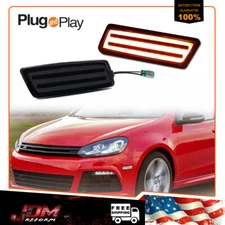 2X Smoke Amber LED Front Bumper Side Marker Signal Lights For 2010-14 VW MK6 TDI