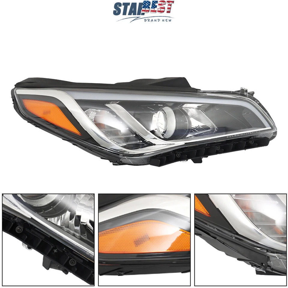 Single Headlight For Hyundai Sonata 2015-2017 RH/Passenger Side Headlamp Halogen - Image 2 of 4