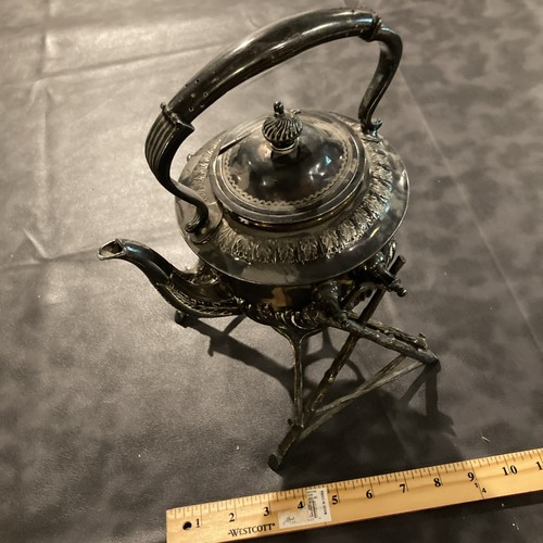 Antique English Walker & Hall Sheffield Plate Silver Tilting Teapot & Stand - Picture 2 of 15