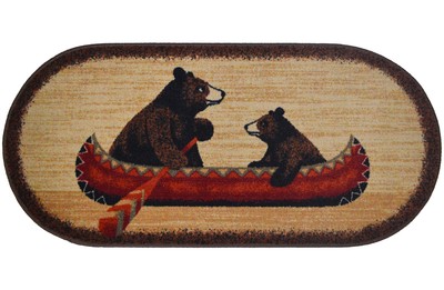 Cozy Cabin - Bear Canoe 30''x46''- Washable; Slip-Resistant Back