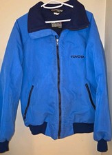 Vintage Sportsmaster Toyota Logo Blue Fleece Jacket Size Mechanic Work Worn L
