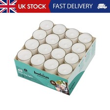 BOLSIUS Genuine Tea Light Candles in Clear Holder Cups Bulk 48 Set Long Burning