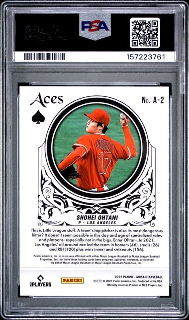 Panini 2022 Mosaic Shohei Ohtani Aces A-2 PSA 8 view 2