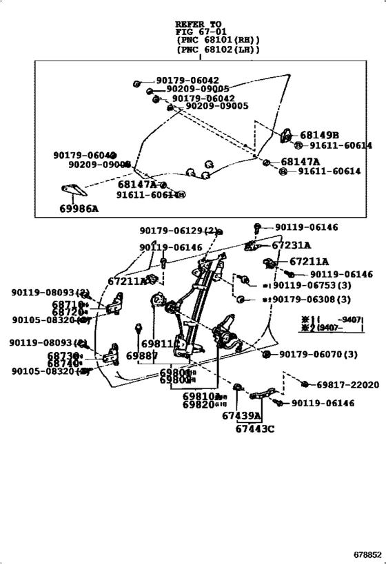 TOYOTA Genuine MARK2 CHASER JZX90 GX90 Right Front Window Regulator 69801-22151 - Image 2 of 2