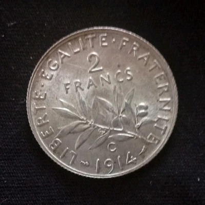 Rare 2 Francs France Semeuse 1914 C 10.03g - Photo 1/2