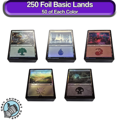 250 FOIL Basic Lands MTG 50 of Each Color! Magic The Gathering Bulk Lot Set  Mana | eBay
