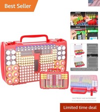 Storage Case with Tester, Holds 269 Batteries Double Sided Box for AA AAA 4A ...