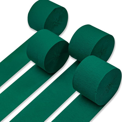 Dark Green Crepe Paper Streamers 4Pcs 328Ft Pack of Emerald Forest Hunter Green