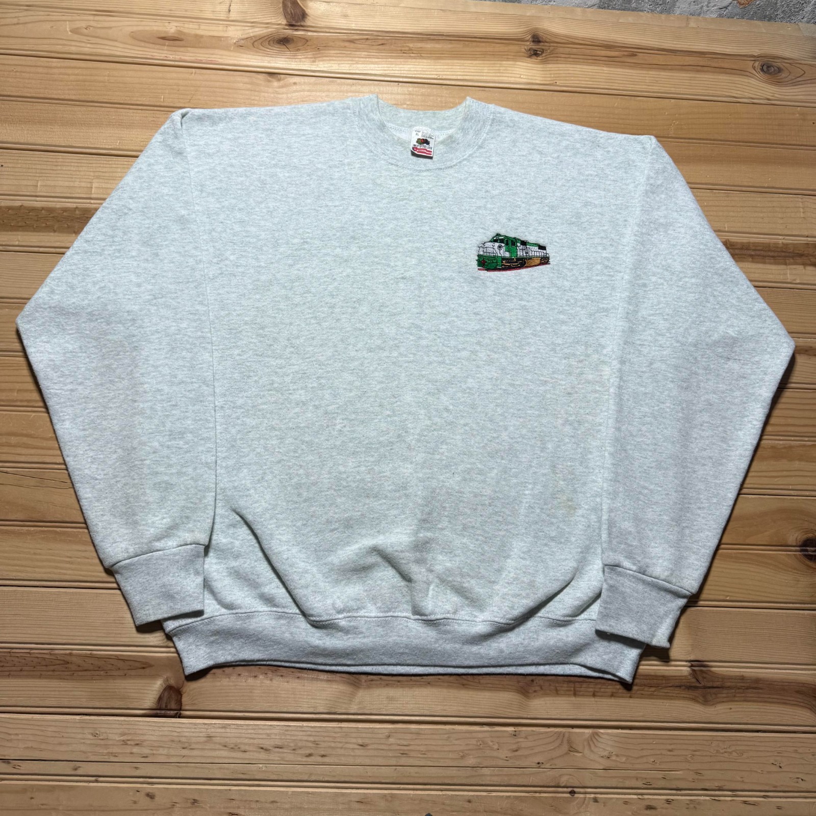 Vintage 90s Train Locomotive Embroidered Crewneck Pullover Sweatshirt USA - XL
