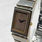 Vtg Seiko Tank Watch Women 18mm Silver Gold Tone Slim 7320-5530 New Batter 6.75"