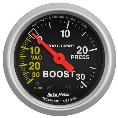 AutoMeter 3303 GAUGE, VAC/BOOST, 2 1/16'', 30INHG-30PSI, MECHANICAL, SPORT-COMP
