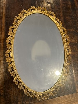 Matson 24k Gold Plate Vanity Mirror Tray Filigree 20 x 14 Signed