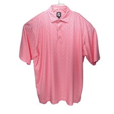 NEW FootJoy FJ Polo Shirt Men's XL Pink Floral Performance Golf Short Sleeve
