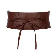 Ladies Waist Belt Wide Soft PU Leather with Drawstring Ladies Wide Tie...