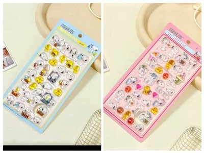 Peanuts Jewelry Drop Snoopy Woodstock 3D Gel Sticker 2 Pack Bonbon Style   BR