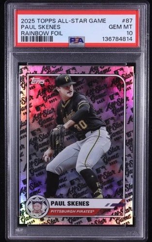 Paul Skenes 2025 Topps All-Star Game Rainbow Foil Card #87 PSA 10