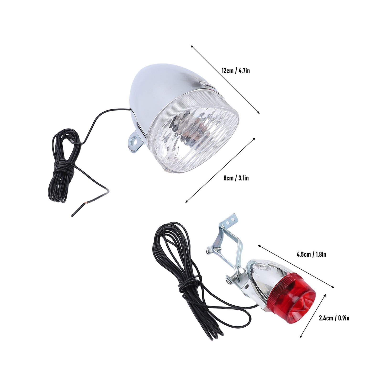 6W Bike Friction Generator Durable Head Tail Light Kit For Road Bikes
