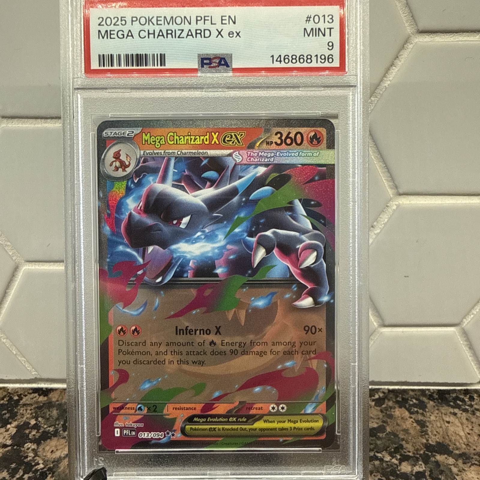 2025 POKEMON PFL EN-PHANTASMAL FLAMES #013 MEGA CHARIZARD X EX PSA 9