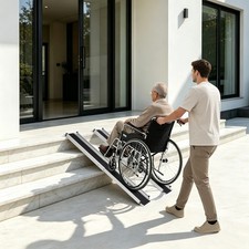 2x 5FT Adjustable Wheelchair Ramps Portable Aluminum Loading Ramp for Home Steps