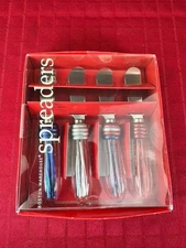 set of four Boston Warehouse spreaders Cheese knife set July 4th Red Blue Silver