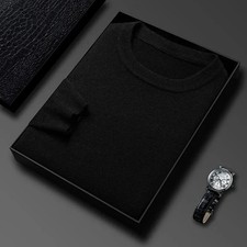 Men's Pure Jumper Soft Knit Crew Neck Sweater Pullover Long Sleeves Me